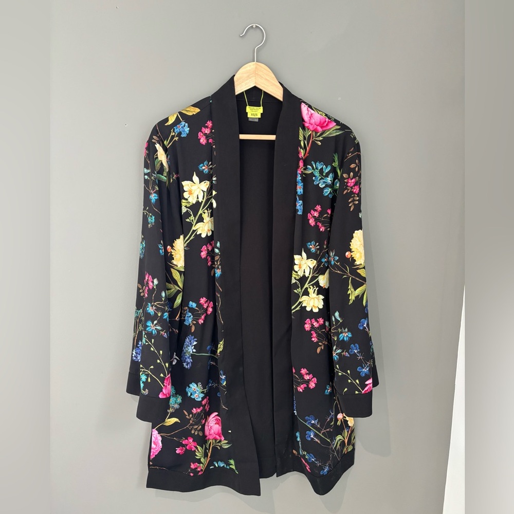 Stella&Dot Floral Kimono Cardigan | Reversible| Black | Size XS